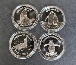 2020 Circulated 4 Coin Falkland Islands Penguin 50p Set