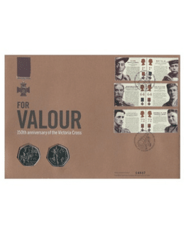 2006 For Valour 150th Anniversary of Victoria Cross 2x 50p BU Coins with Stamps PNC