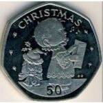 1989 Gibraltar Choirboy Christmas 50p coin