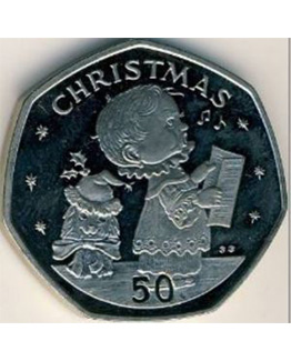 1989 Gibraltar Choirboy Christmas 50p coin