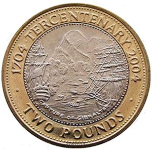 2004 GIBRALTAR £2 Two Pound Coin – Capture Gibraltar Tercentenary