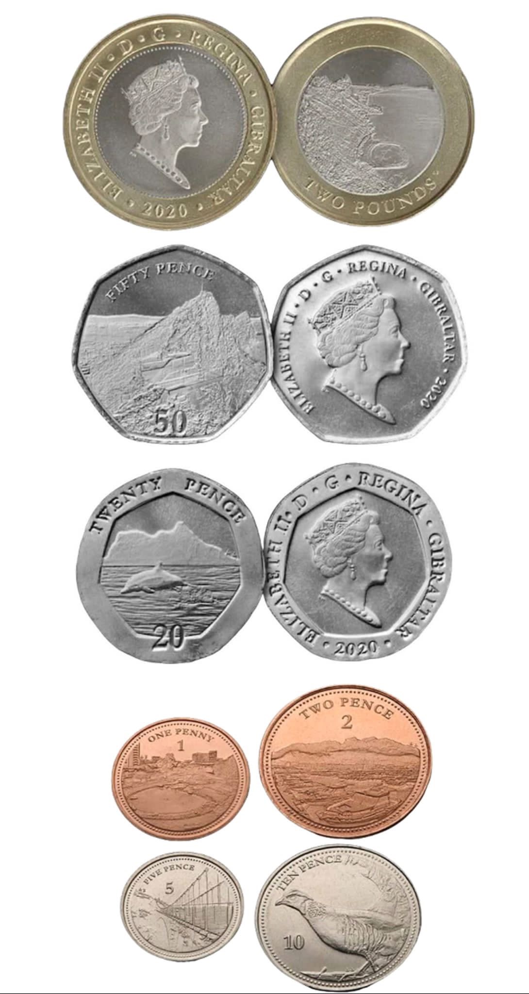 Complete Gibraltar 2020 Coin Set