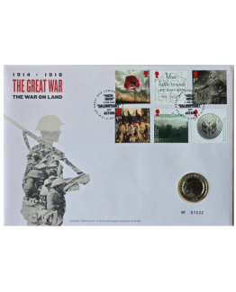 2016 War on Land Army UK £2 BU Coin Cover with Stamps PNC