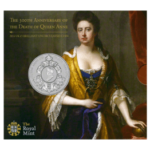 2014 Death Of Queen Anne Five Pound Crown Brilliant Uncirculated Coin In Folder