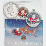 2019 Gibraltar Diamond Finish Father Christmas Coloured 50p Coin In Card