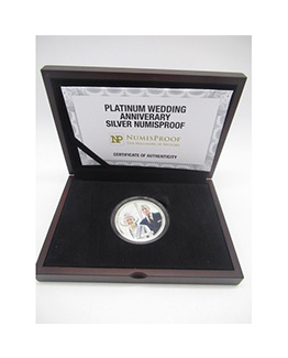 Platinum Wedding Anniversary Silver Proof Numisproof 2oz Coin + COA & Case