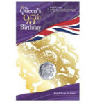 THE QUEENS 95TH BIRTHDAY: ROYAL COAT OF ARMS - 2021 UNC. CUPRO NICKEL DIAMOND FINISH 50P COIN