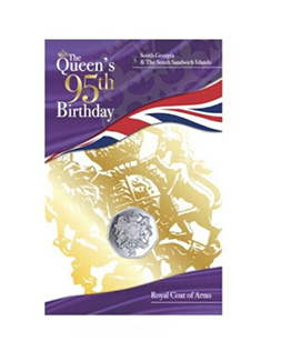 THE QUEENS 95TH BIRTHDAY: ROYAL COAT OF ARMS - 2021 UNC. CUPRO NICKEL DIAMOND FINISH 50P COIN