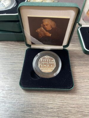 2005 Samuel Johnson's Dictionary Fifty Pence Piedfort Silver Proof Coin