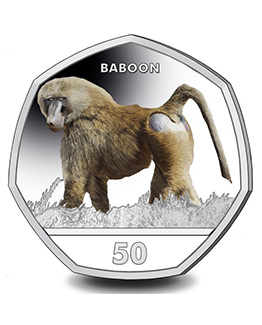 2018 Gibraltar Primates Coloured The Baboon 50p