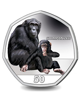 2018 Gibraltar Primates Coloured The Chimpanzee 50p