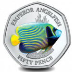 2021 BIOT Sea Creatures Emperor Angelfish Coloured 50p BU in Capsule