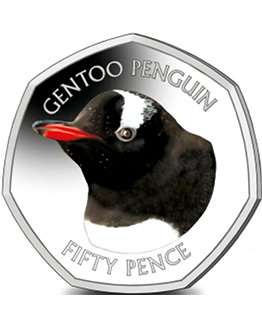 2018 Falkland Penguins II Gentoo Coloured 50p BU in Capsule