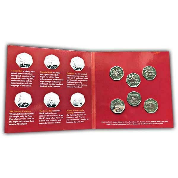 Official Isle of Man Government Peter Pan 2019 50p Coin Collection Set