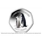 2019 BAT Chinstrap Penguin Coloured 50p BU in Capsule