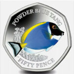 2021 BIOT Sea Creatures Powder Blue Tang Coloured 50p BU in Capsule