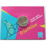 2011 London Olympic 2012 Sports Collection Triathlon 50p Uncirculated Coin Card