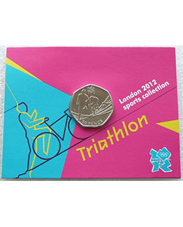 2011 London Olympic 2012 Sports Collection Triathlon 50p Uncirculated Coin Card