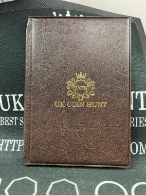 Gold Logo UkCoinHunt 96 Pocket Coin Album - Perfect For 50p And £2 Coins! - Dark Brown