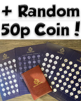 UKCH ALBUM + SET OF PERFORATED INSERTS + RANDOM 50P COIN