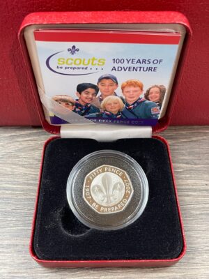 2007 UK Coin 50p Silver Proof 100th Anniversary Scouts