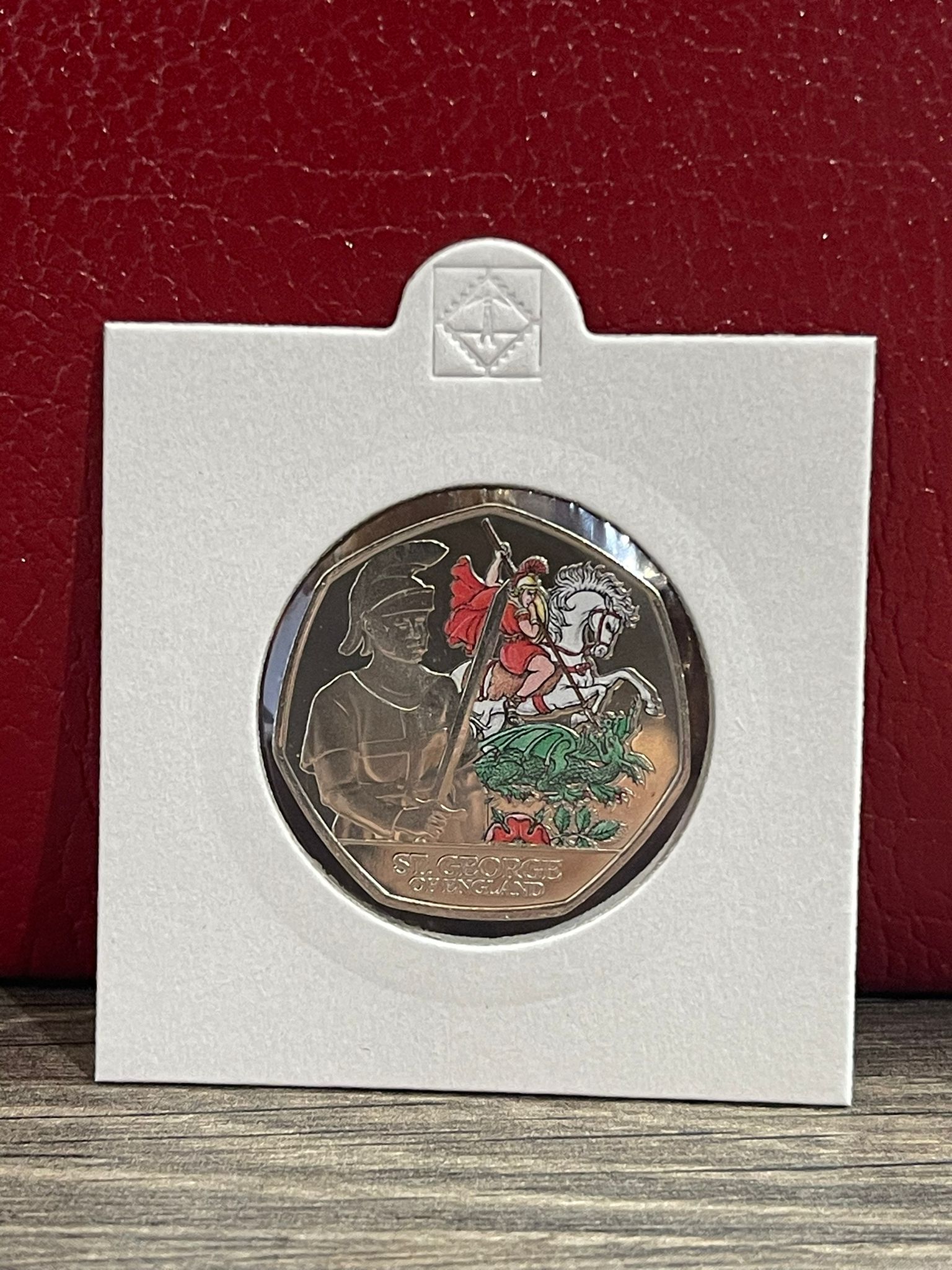 Jersey 2024 Patron Saints Set – Coloured St. George of England Brilliant Uncirculated 50p