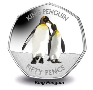 2017 FALKLAND ISLANDS 50p Pence King Penguin Coloured Coin