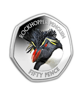 2018 Falkland Penguins II Rockhopper Coloured 50p BU in Capsule