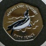 2017 FALKLAND ISLANDS 50p Pence Magellanic Penguin Coloured Coin