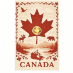 2025 Niue 1/1000 oz .9999 Gold Maple Leaf Coin In Canada Themed Card