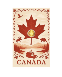 2025 Niue 1/1000 oz .9999 Gold Maple Leaf Coin In Canada Themed Card