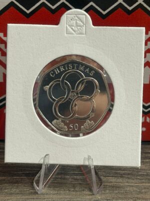 2025 Isle of Man Christmas 5 Gold Rings 50p Coin
