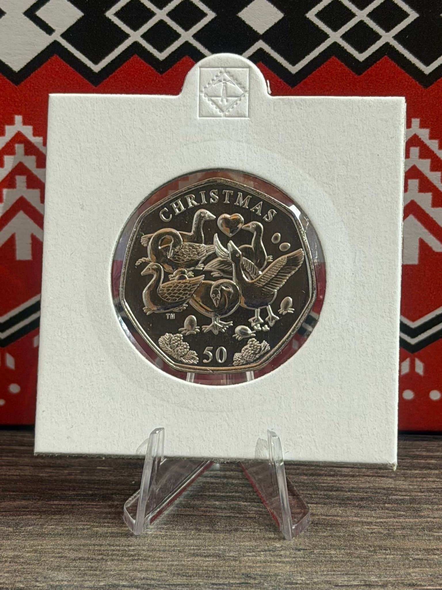 2025 Isle of Man Christmas 6 Geese Laying 50p Coin