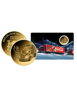 Coca Cola Christmas Truck 1/1000 Oz .999 Gold in Coin card 2023