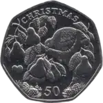 2008 Isle of Man Christmas Partridge in Pear Tree 50p