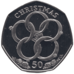 2009 Isle of Man Christmas Five Golden Rings 50p