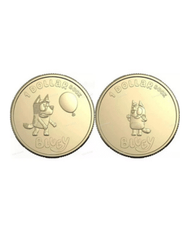 Bluey Bingo Set of 2 One Dollar Coins Dollarbuck Dog Blue $1 Australia UNC