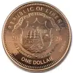 2026 5 oz Liberia Zeus Colorized Copper Round (BU in Capsule)