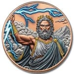 2026 5 oz Liberia Zeus Colorized Copper Round (BU in Capsule)