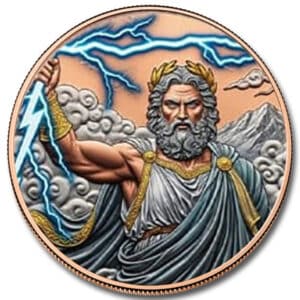 2026 5 oz Liberia Zeus Colorized Copper Round (BU in Capsule)