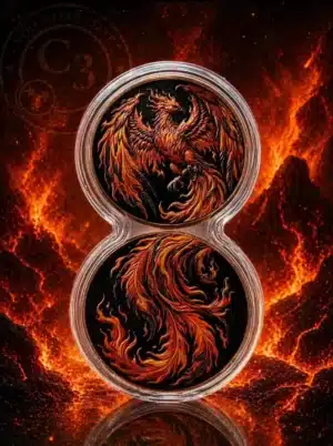 2026 Fiery Phoenix 2×1 Ounces .999 Fine Colorized Copper Infinity Medals