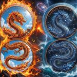 Duality Set 2 x 1 oz Chinese Dragon Day & Night High Relief Color Copper Medals